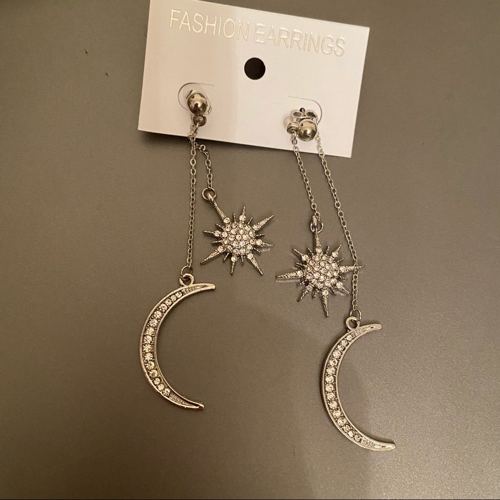 Moon Rhinestone Earrings - Picture 5 of 5